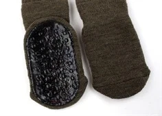 MP brown melange strømper uld med gummisåler